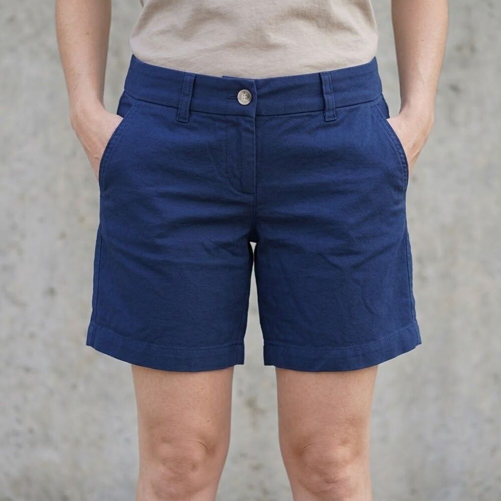 J.Crew Womens Navy Blue Chino Shorts Sz 0 Re-Imagined Cotton Chino Casual Preppy